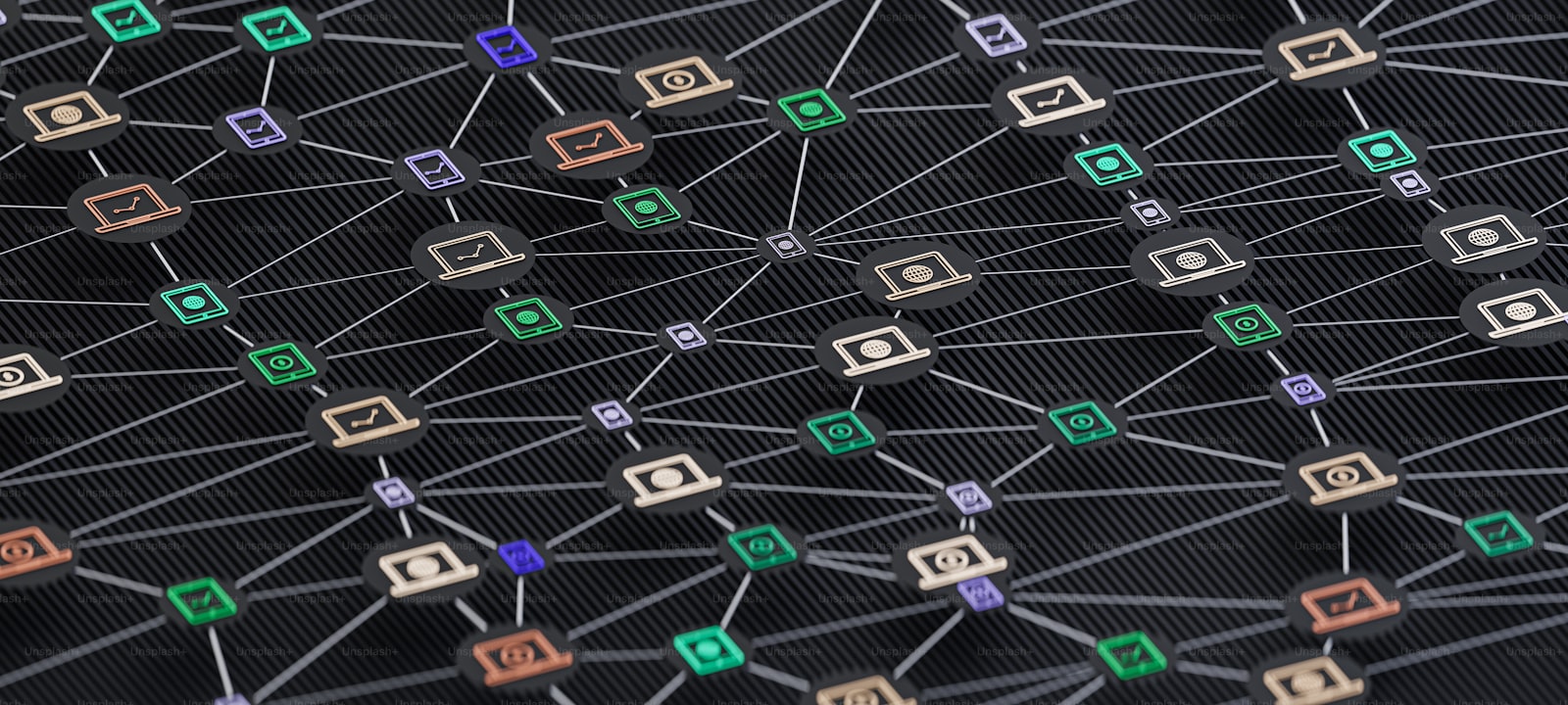 Connected nodes forming a network